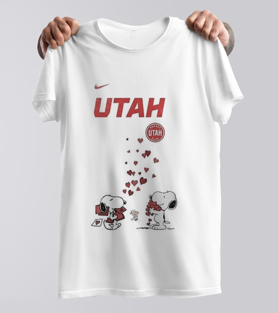 Utah Mammoth Snoopy Valentine Hearts Love U.S. T-Shirt