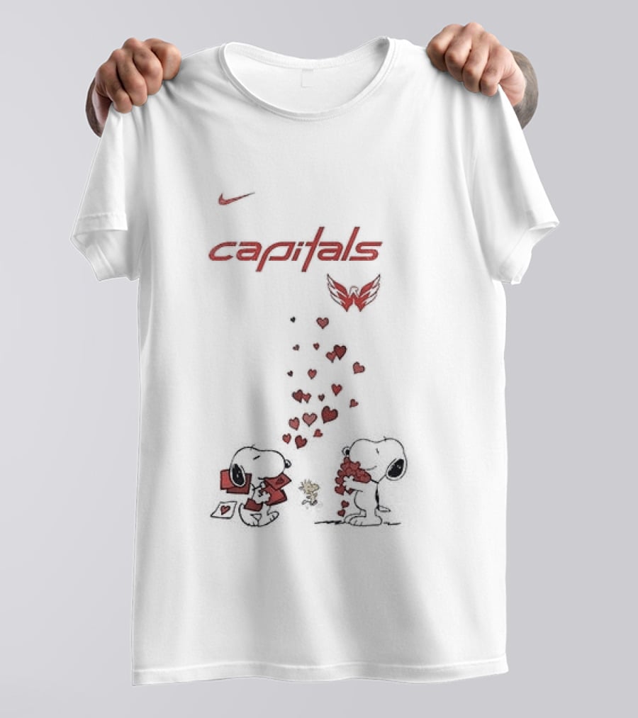 Washington Capitals Snoopy Hearts Valentine's Day Collaboration T-Shirt