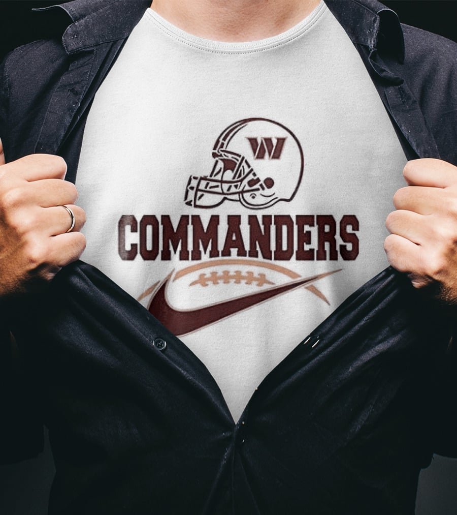 Washington Commanders Football Helmet Nike Swoosh T-Shirt