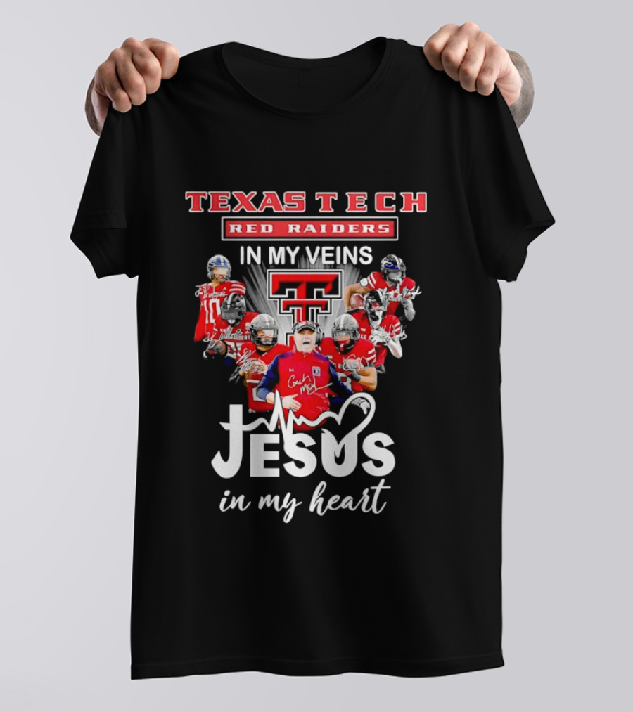 Texas Tech Red Raiders In My Veins Jesus In My Heart T-Shirt
