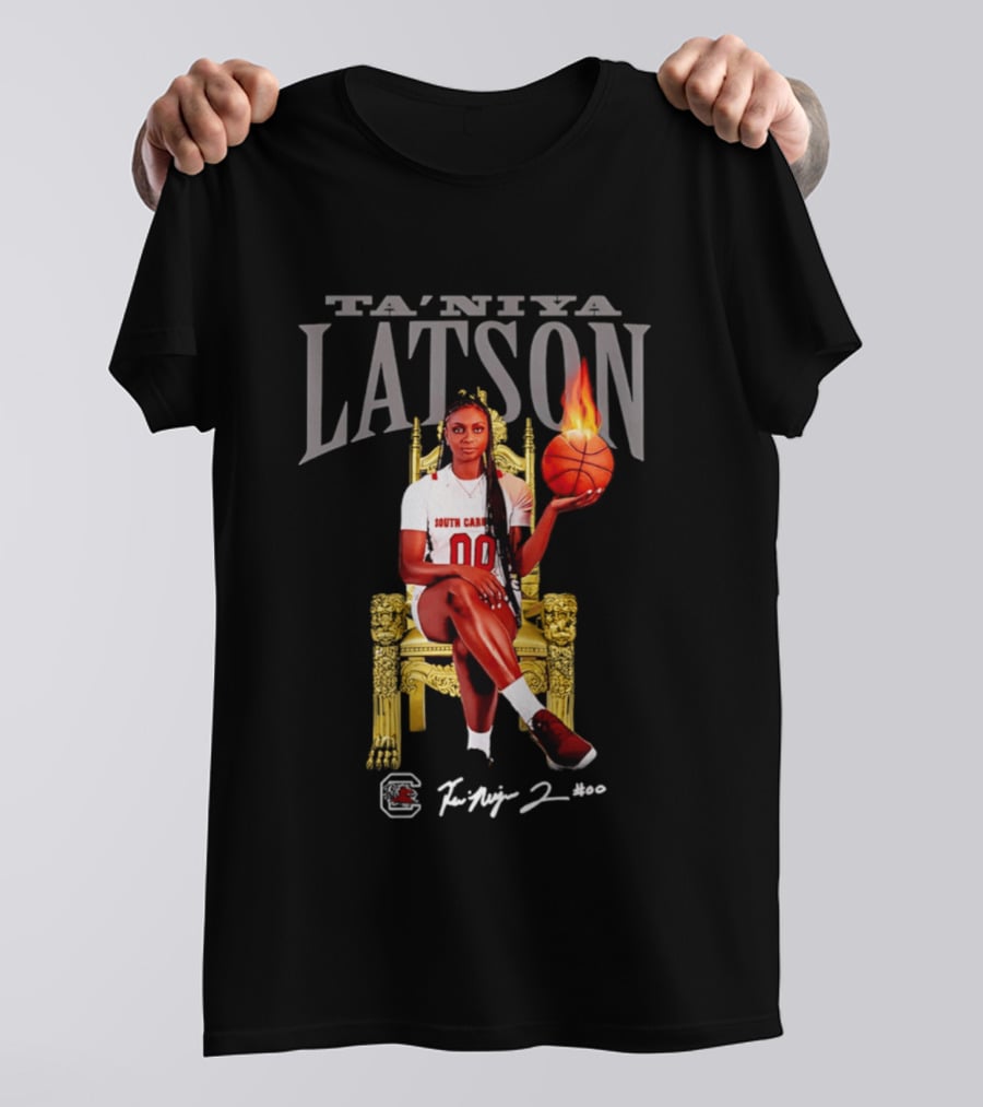 Ta'Niya Latson South Carolina Gamecocks Throne Queen Basketball Flame Champion T-Shirt