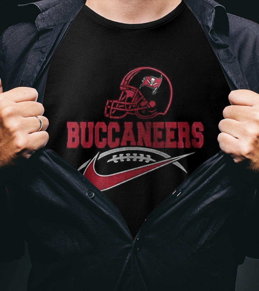 Tampa Bay Buccaneers Helmet And Nike Swoosh T-Shirt