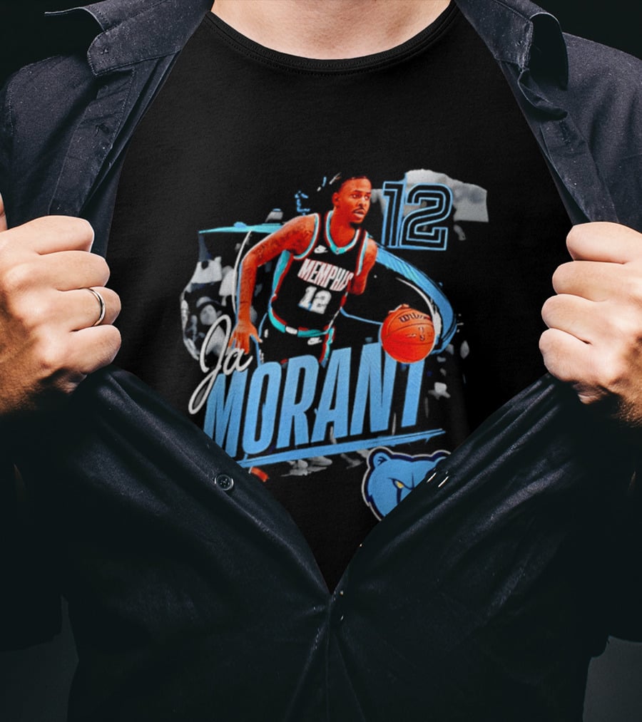 Ja Morant Memphis Grizzlies Number 12 Basketball Player Action T-Shirt