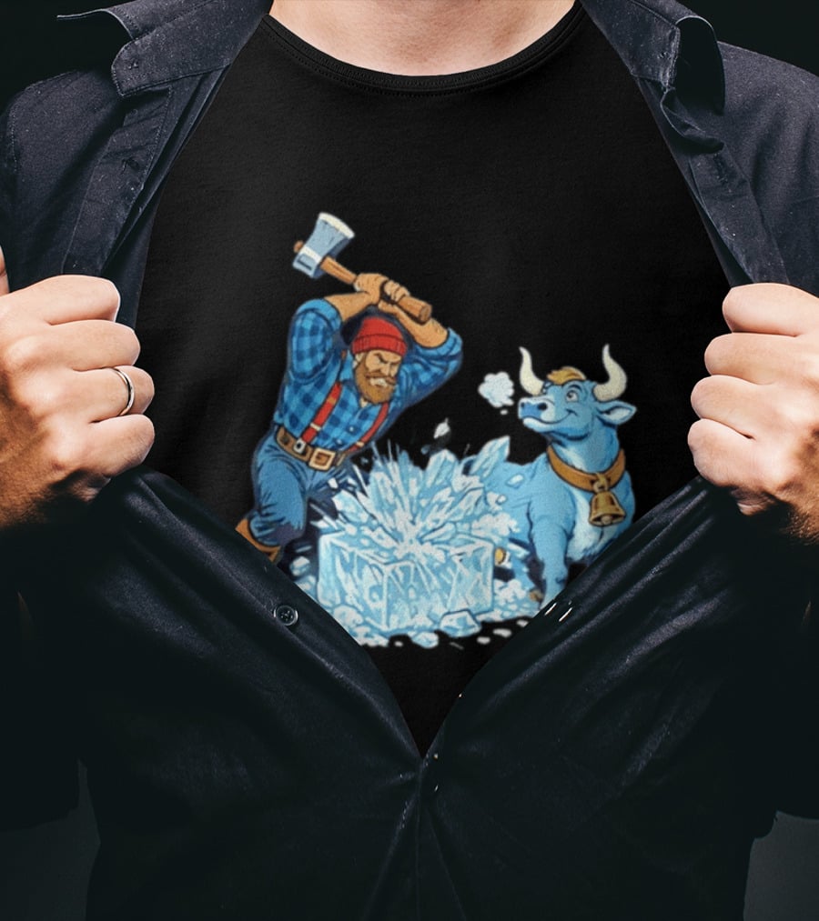 Minnesota Paul Bunyan Babe Blue Ox Breaking Ice Resistance T-Shirt