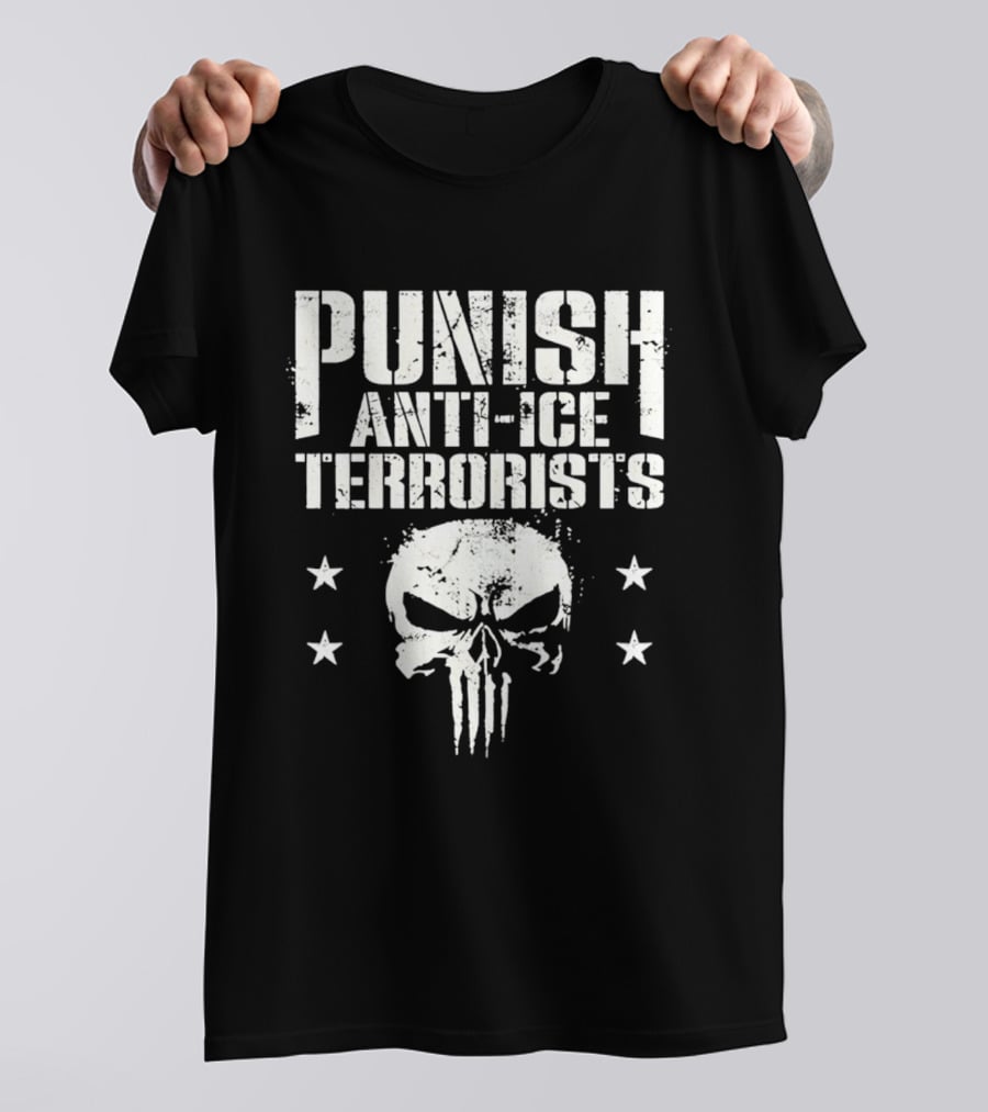 Punish Anti Ice Terrorists Skull Stars T-Shirt