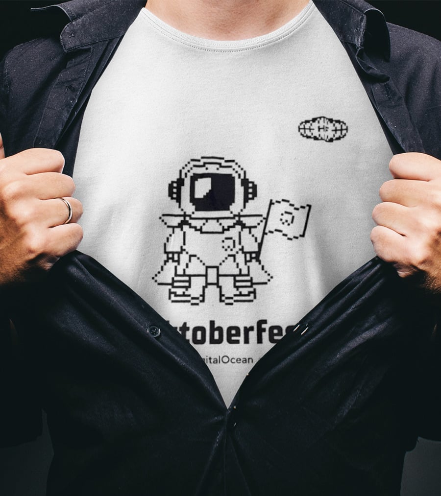 Hacktoberfest Astronaut Pixel Art Banner T-Shirt