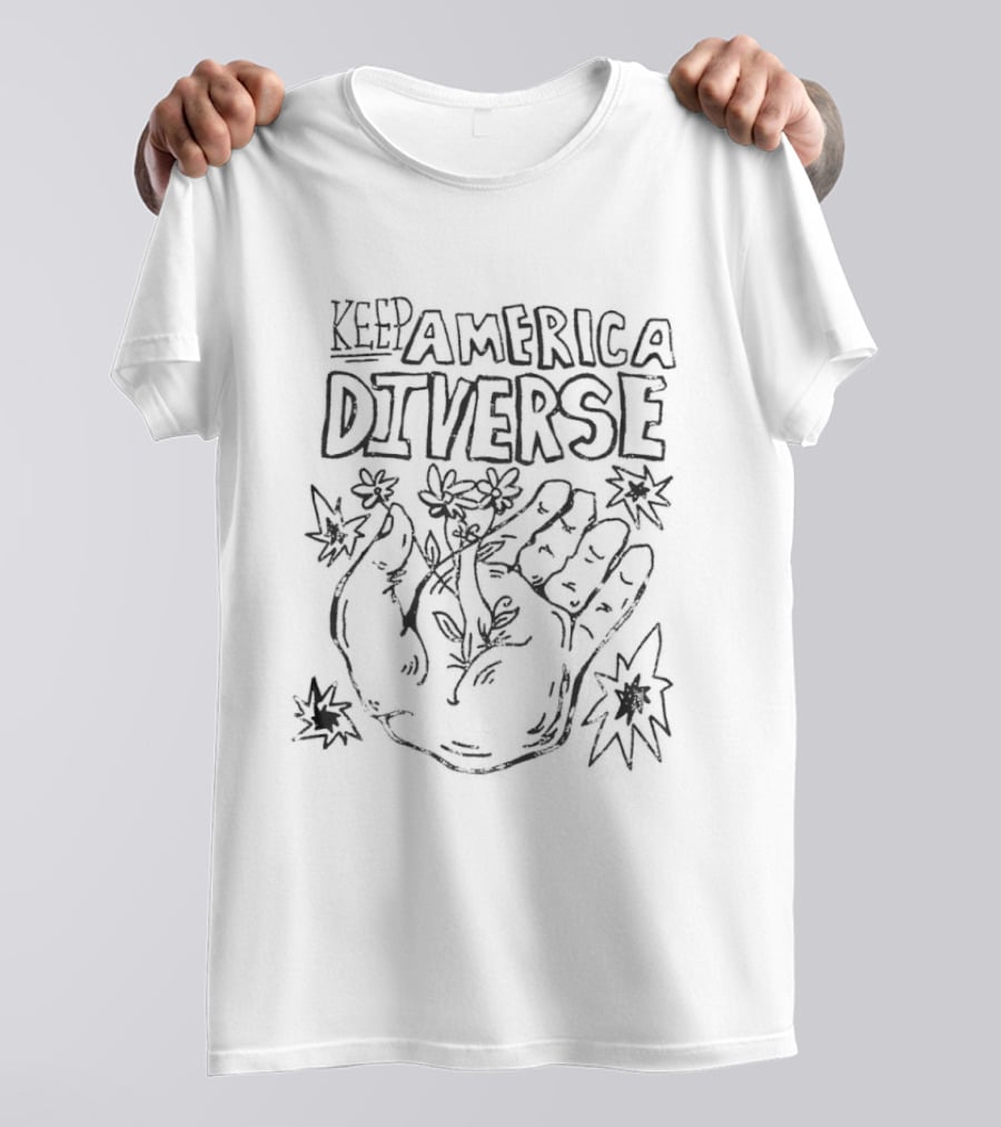 Keep America Diverse Hand With Flowers T-Shirt