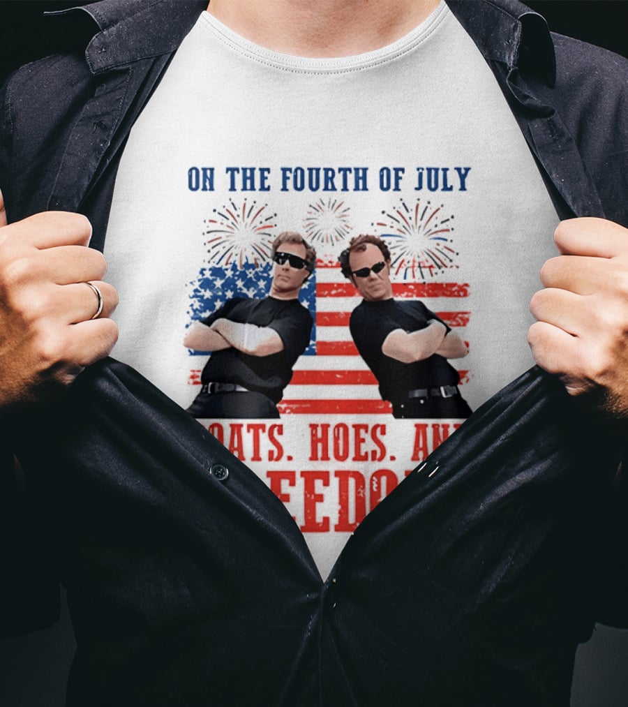 On The Fourth Of July Boats Hoes And Freedom Fireworks Step Brothers T-Shirt