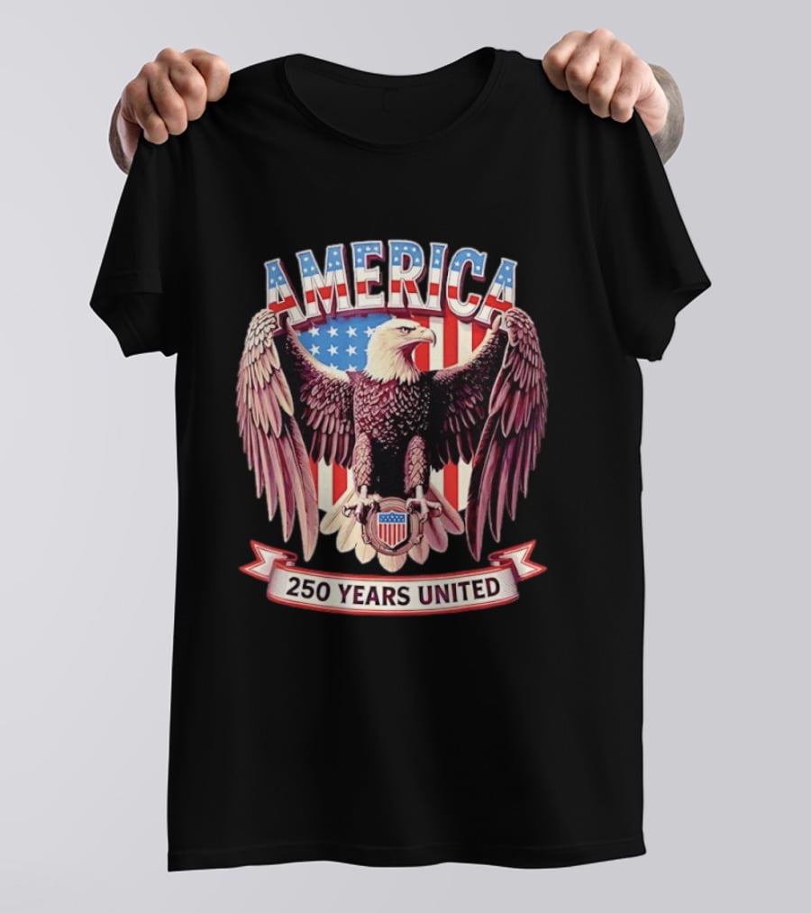 America Bald Eagle 250 Years United Patriotic Flag T-Shirt