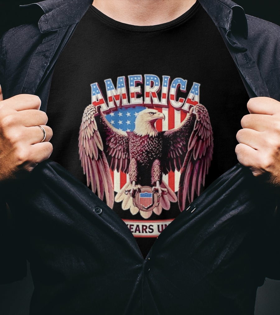 America Bald Eagle 250 Years United Patriotic Flag T-Shirt