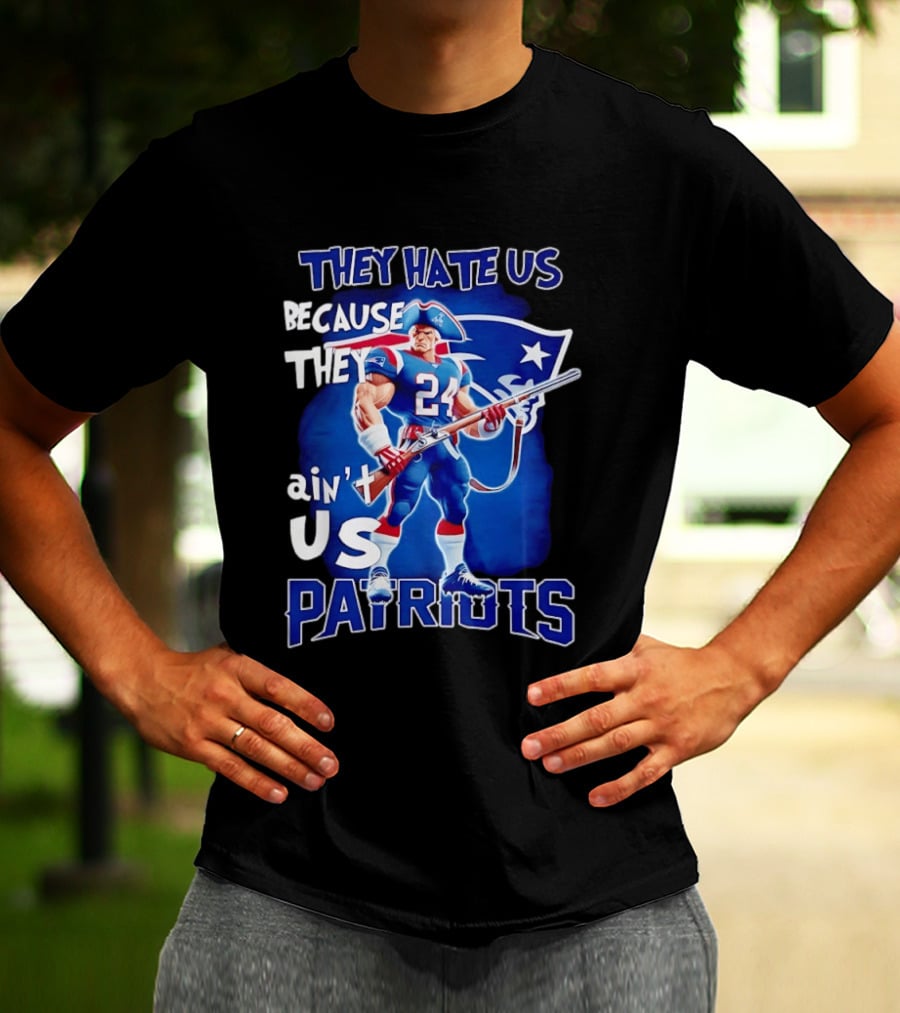 They Hate Us Because They Ain't Us Patriots 24 Holding Shotgun T-Shirt