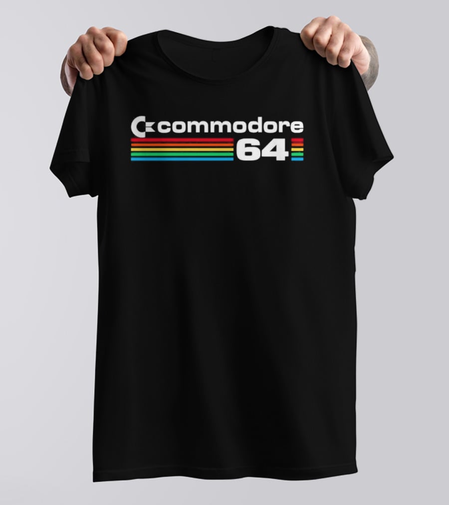 Commodore 64 Retro Computer Icon Color Stripes T-Shirt