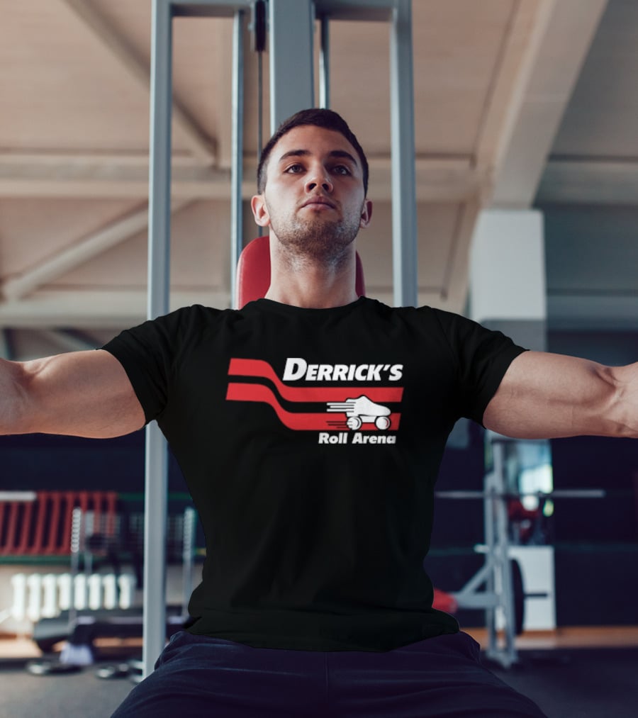 Derrick's Roll Arena Retro Skating Rink Neon Roller Skate T-Shirt