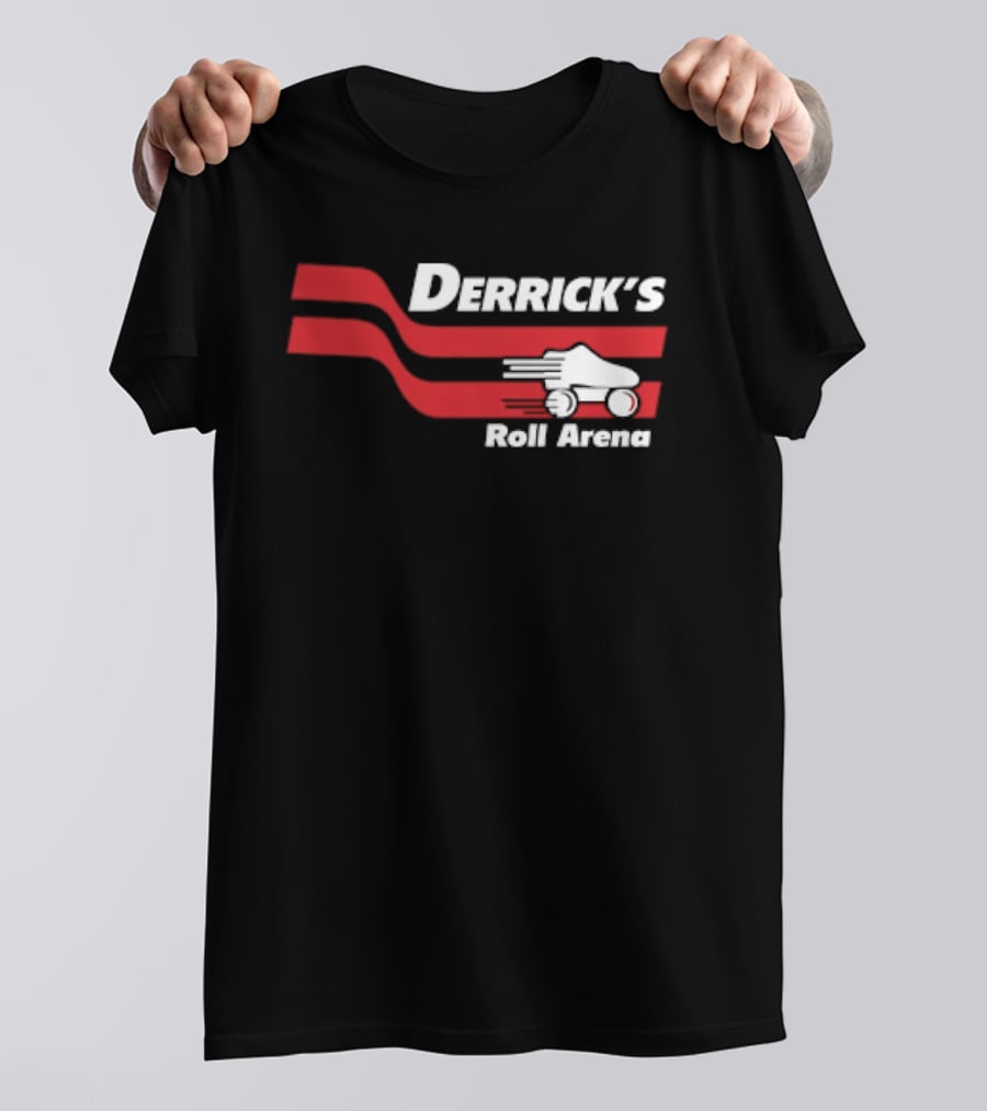 Derrick's Roll Arena Retro Skating Rink Neon Roller Skate T-Shirt