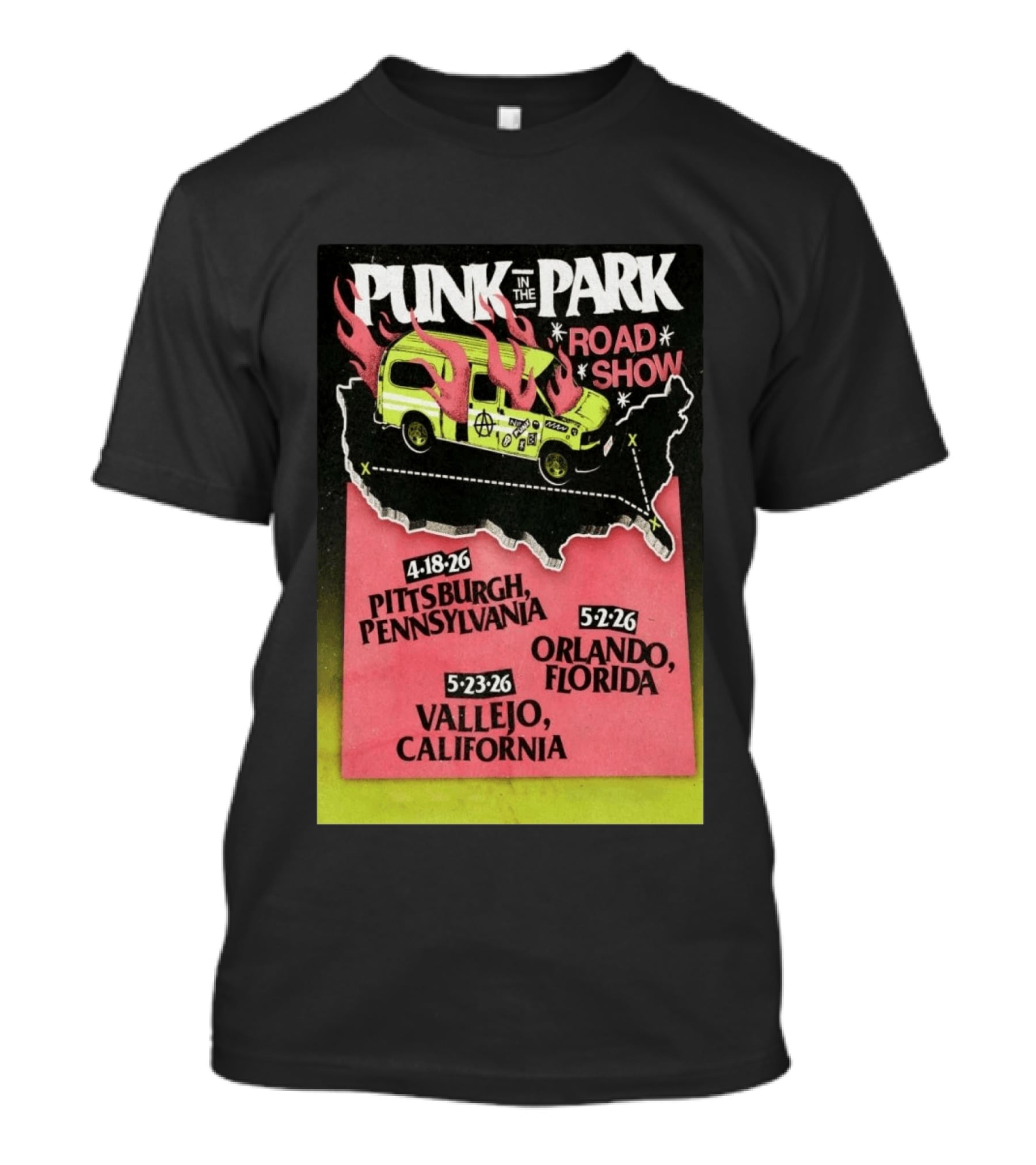 Punk In The Park Road Show April 18 2026 Pittsburgh Pennsylvania Tour Dates Orlando Vallejo T-Shirt