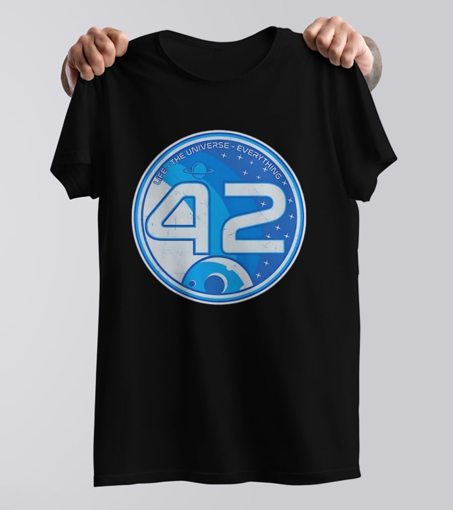Life The Universe Everything 42 Planet And Stars Iconic Number T-Shirt