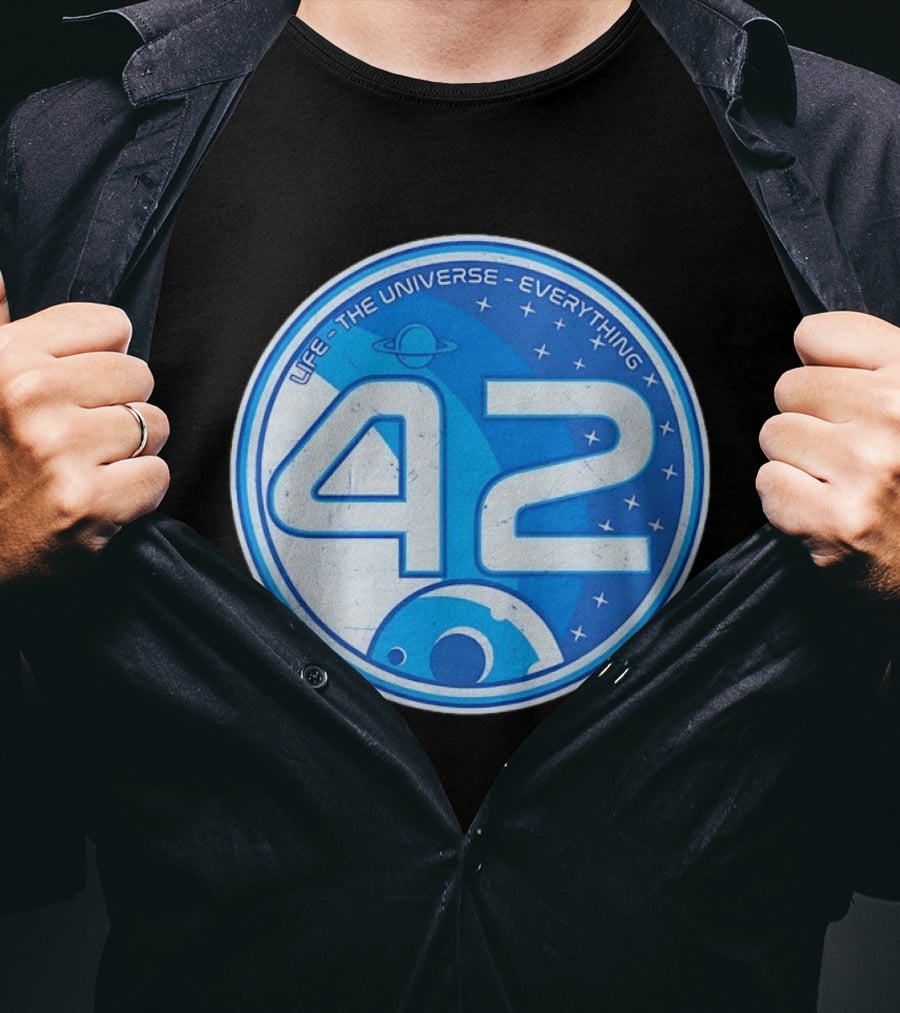 Life The Universe Everything 42 Planet And Stars Iconic Number T-Shirt
