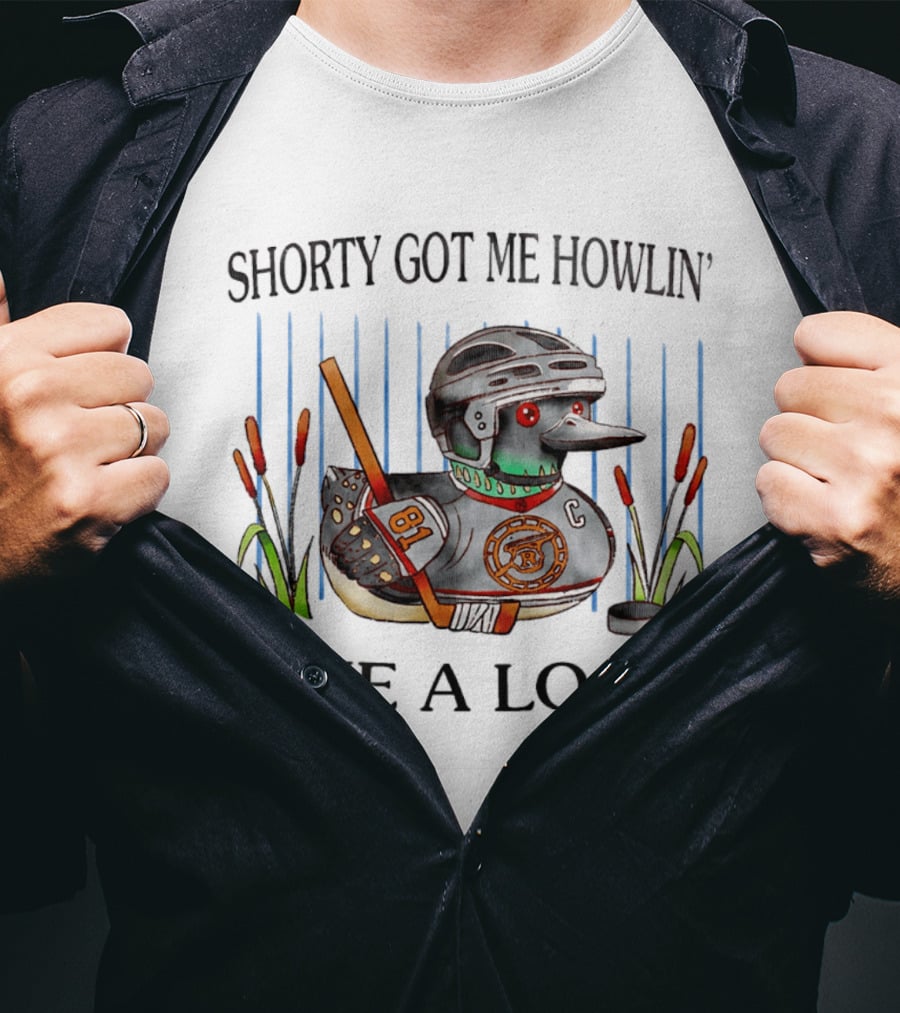 Shorty Got Me Howlin' Like A Loon Hockey Duck Player 81 C Pond Scene T-Shirt