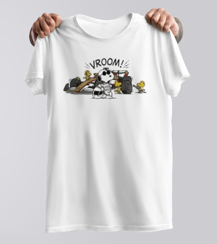 Snoopy Woodstock Peanuts VROOM F1 Racing Cadillac Team Collaboration T-Shirt