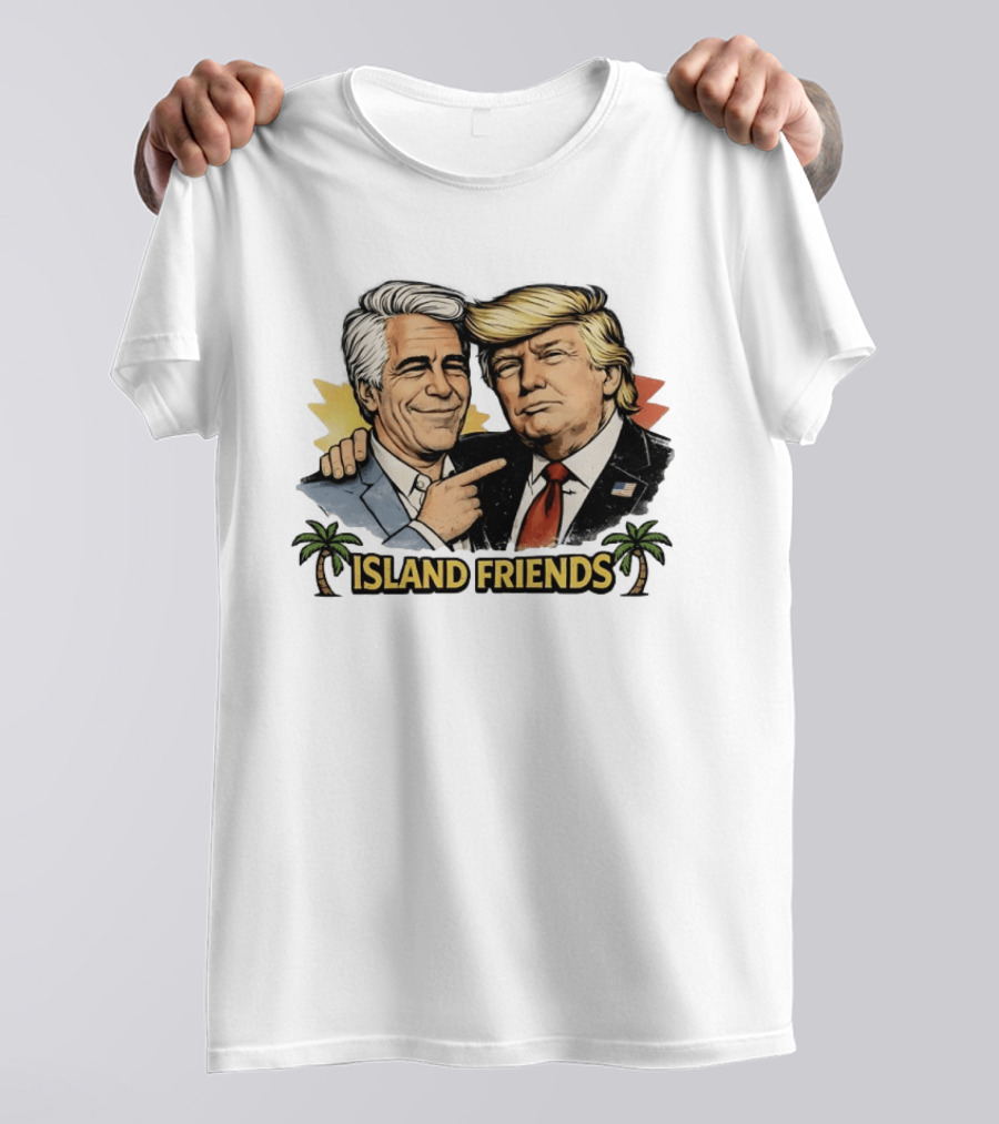 Trump And Epstein Island Friends Iconic Duo With Tropical Palm T-Shirt