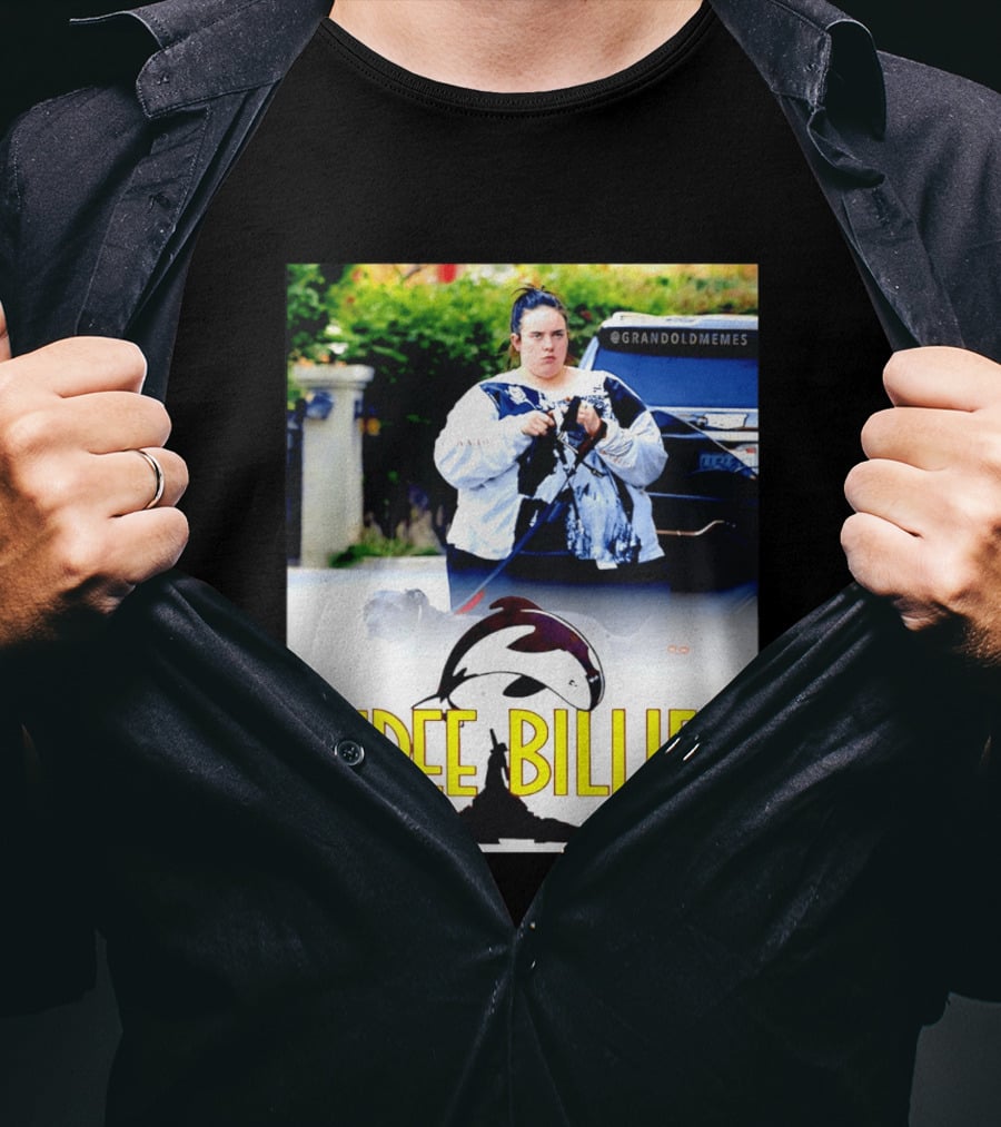 Free Billie Fat 2026 Meme Parody With Whale And Dog Walking T-Shirt