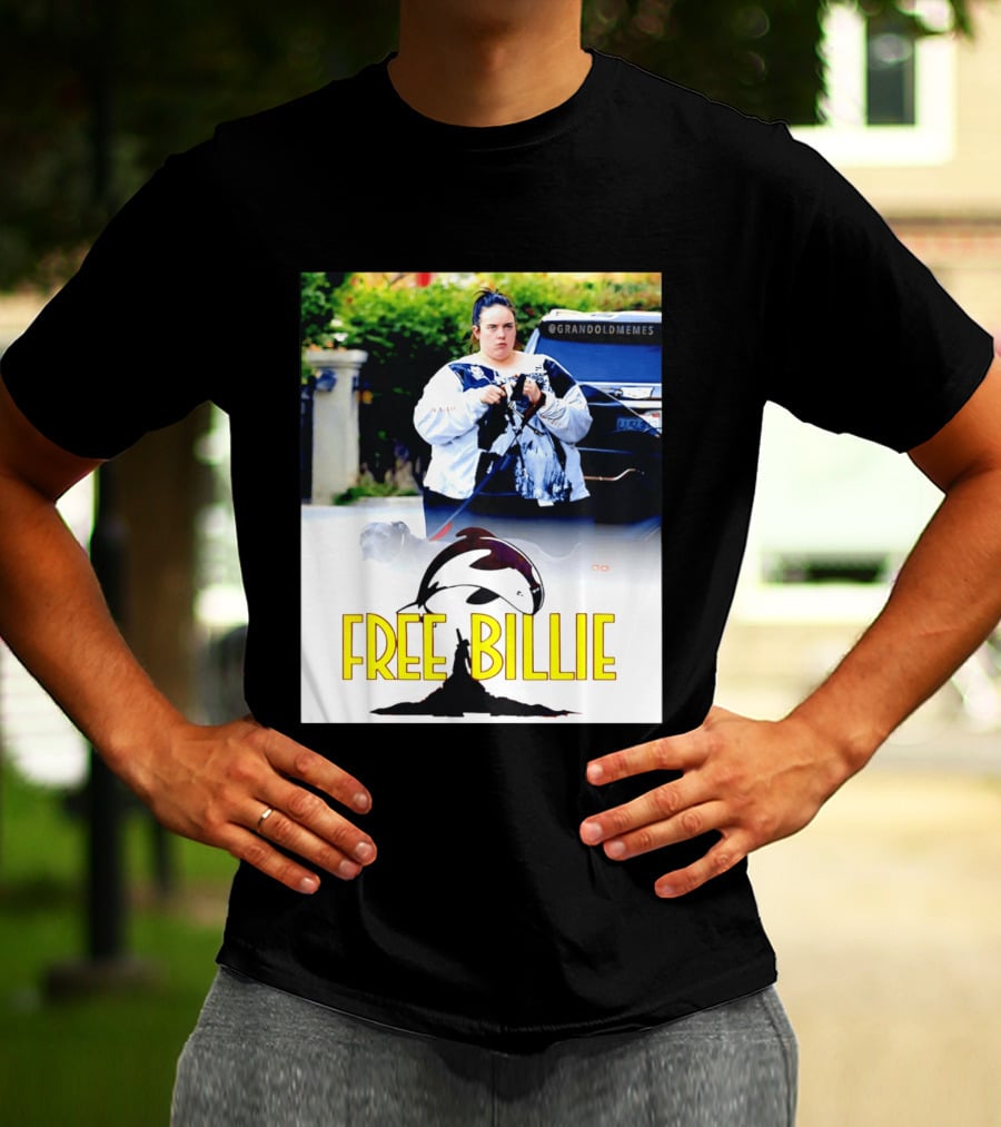 Free Billie Fat 2026 Meme Parody With Whale And Dog Walking T-Shirt
