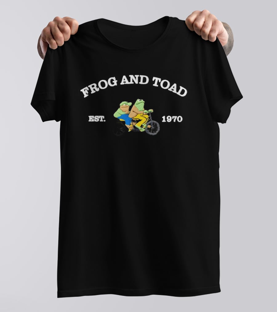Frog And Toad Motorcycle Embroidered Est 1970 T-Shirt