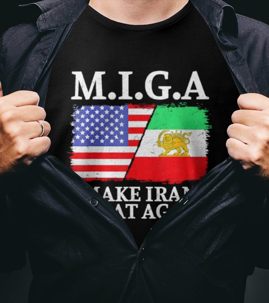 M.I.G.A Make Iran Great Again Half American Half Iranian Flags T-Shirt