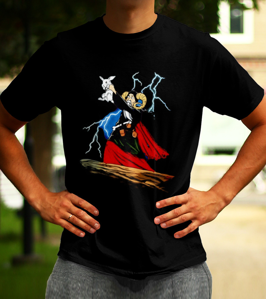 Tim The Enchanter Monty Python Wizard Holding Killer Rabbit Iconic Movie Scene T-Shirt