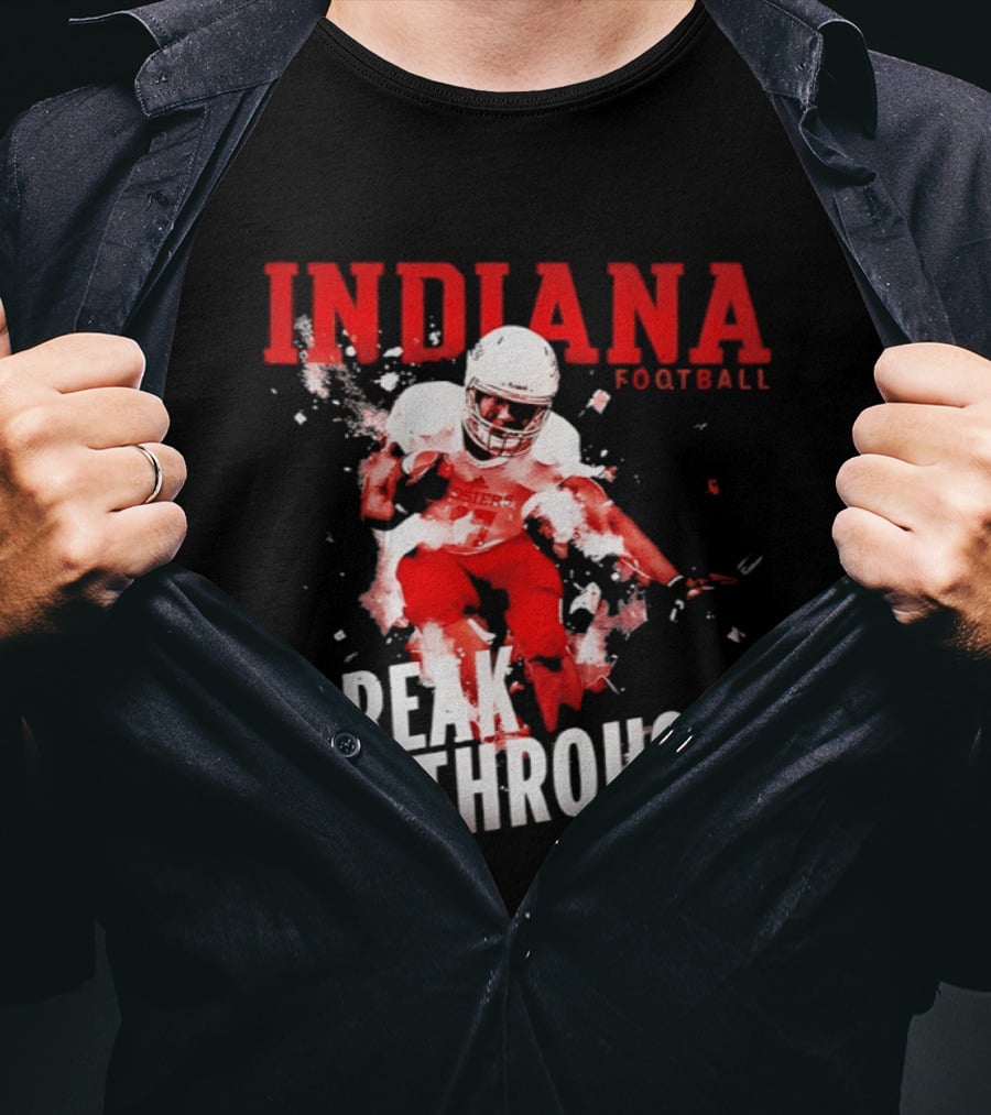 Indiana Hoosiers Football Break Through Bold Red Team Spirit T-Shirt