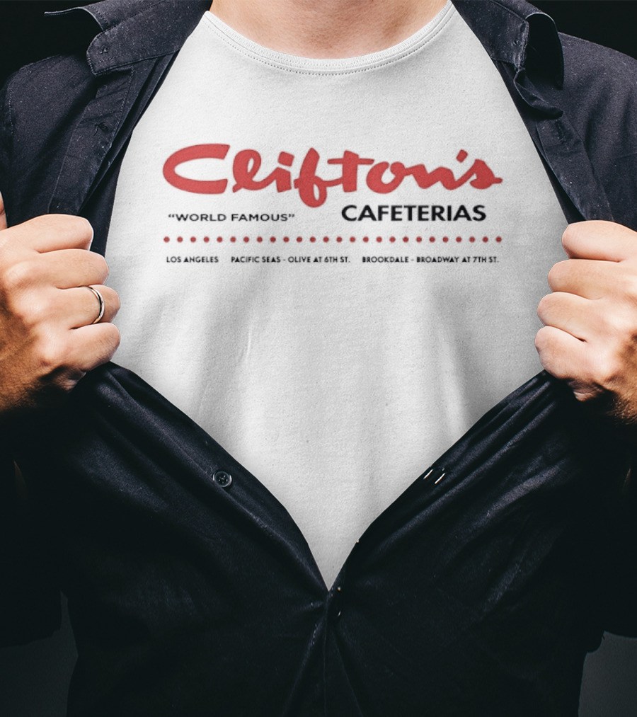 Clifton's World Famous Cafeterias Los Angeles California Retro Vintage Style Red T-Shirt