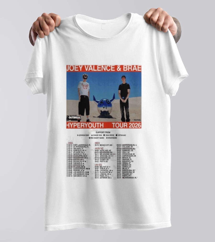 Joey Valence & Brae Hyperyouth Tour 2026 Festival Outbreak T-Shirt