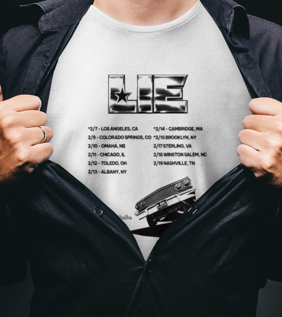 LIE Supporting Xibalba February Tour 2026 San Bernardino Mexico Anaheim New York Louisville Portland Minneapolis T-Shirt