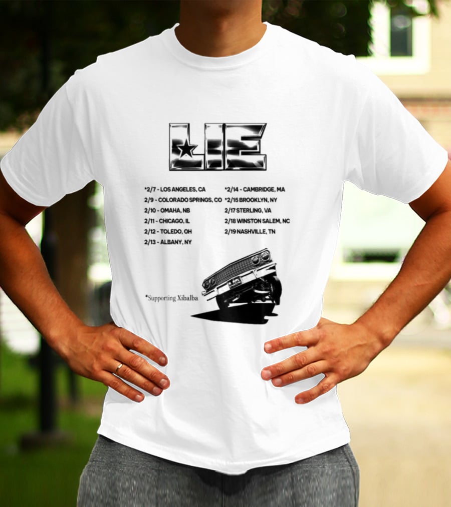 LIE Supporting Xibalba February Tour 2026 San Bernardino Mexico Anaheim New York Louisville Portland Minneapolis T-Shirt