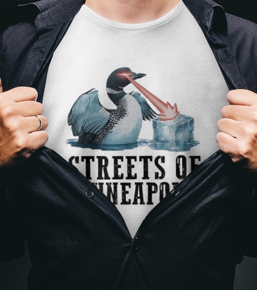 Loon Laser Eyes Melting Ice Streets Of Minneapolis T-Shirt