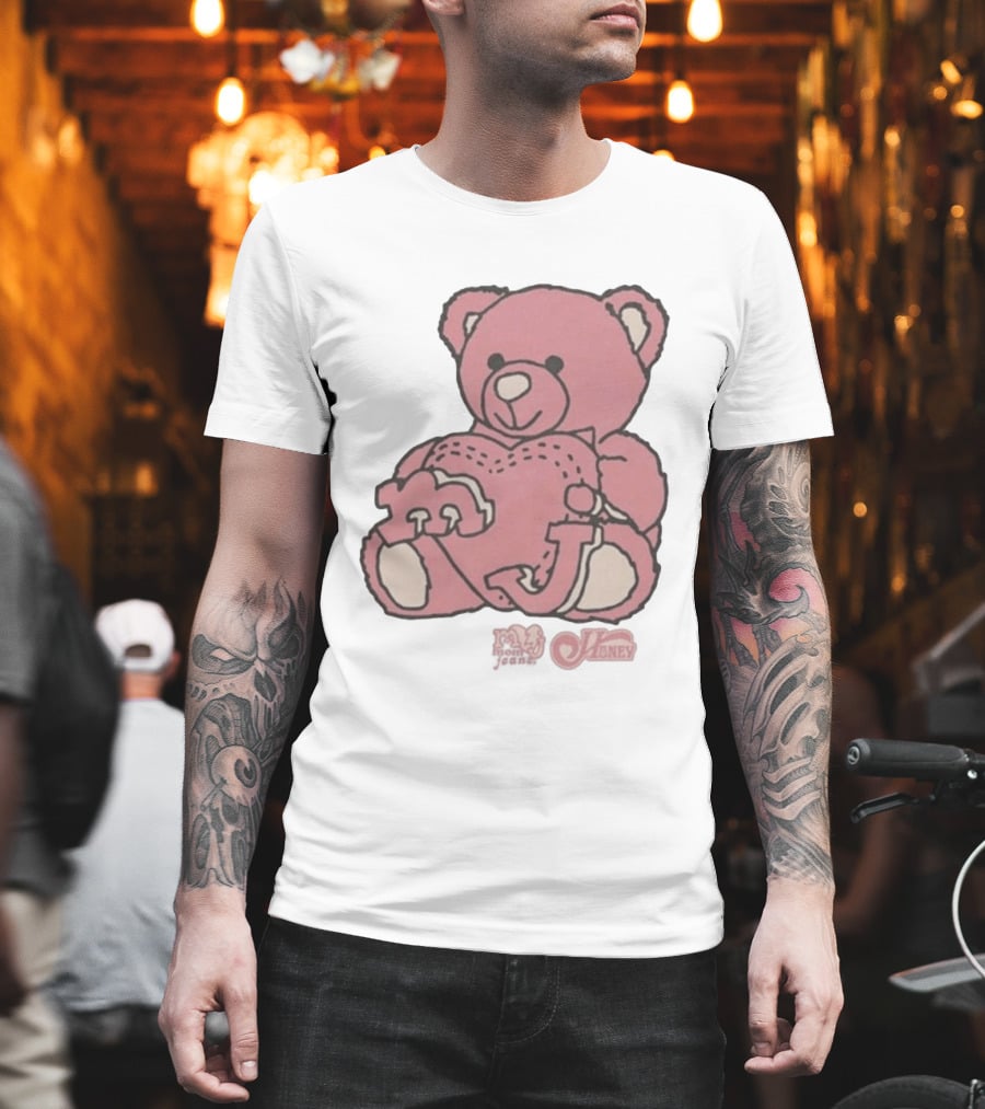 Mom Jeans Pink Bear Heart Honey T-Shirt