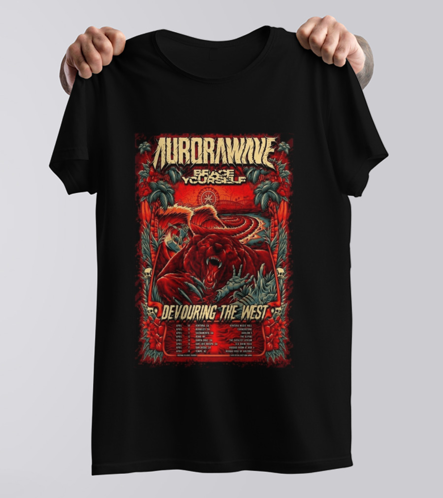 Aurorawave Devouring The West Tour 2026 West Coast Dates Venture Ventura April T-Shirt