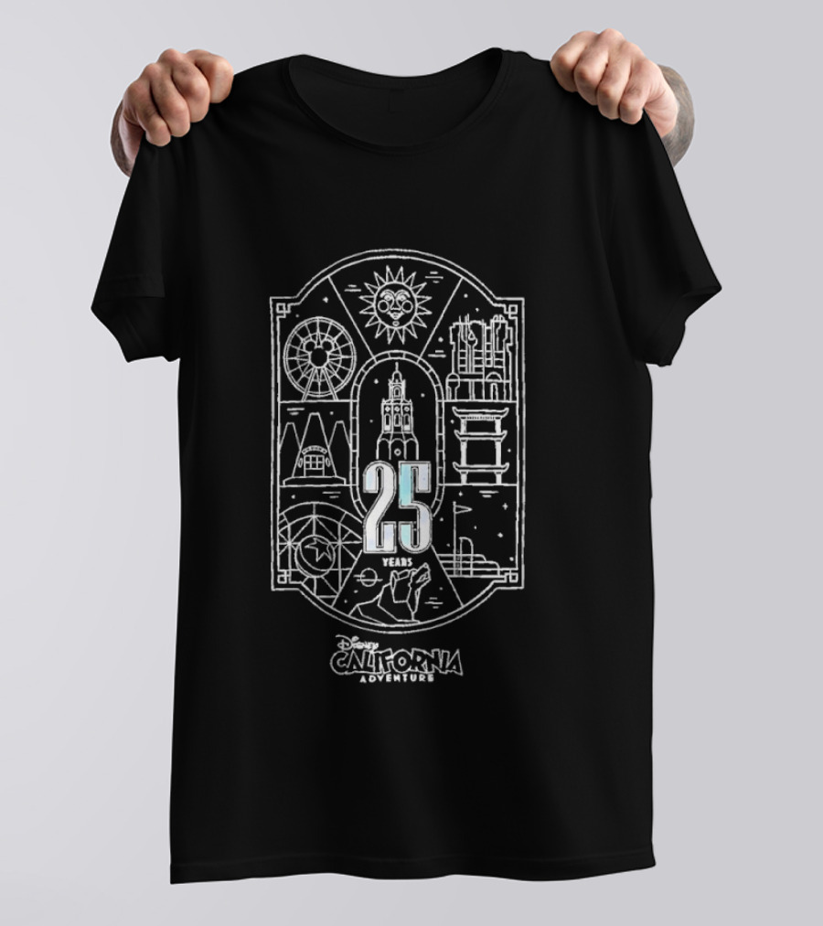 Disney California Adventure 25 Years Anniversary Ferris Wheel Castle Sun T-Shirt