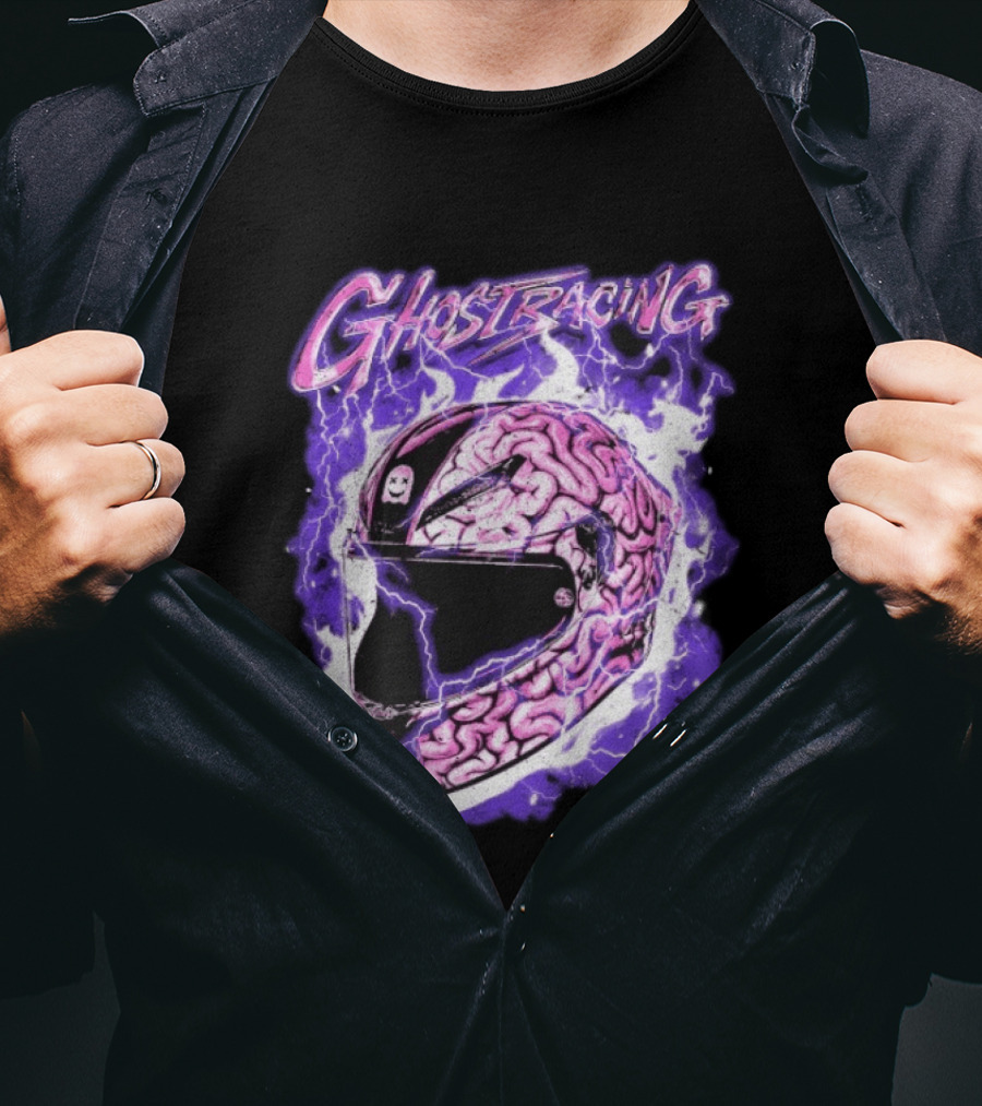 Ghost Racing Purple Brain Helmet Lightning Explosion T-Shirt