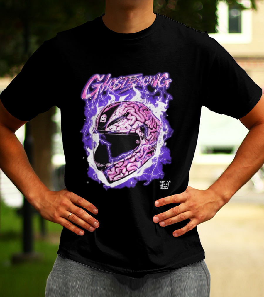 Ghost Racing Purple Brain Helmet Lightning Explosion T-Shirt