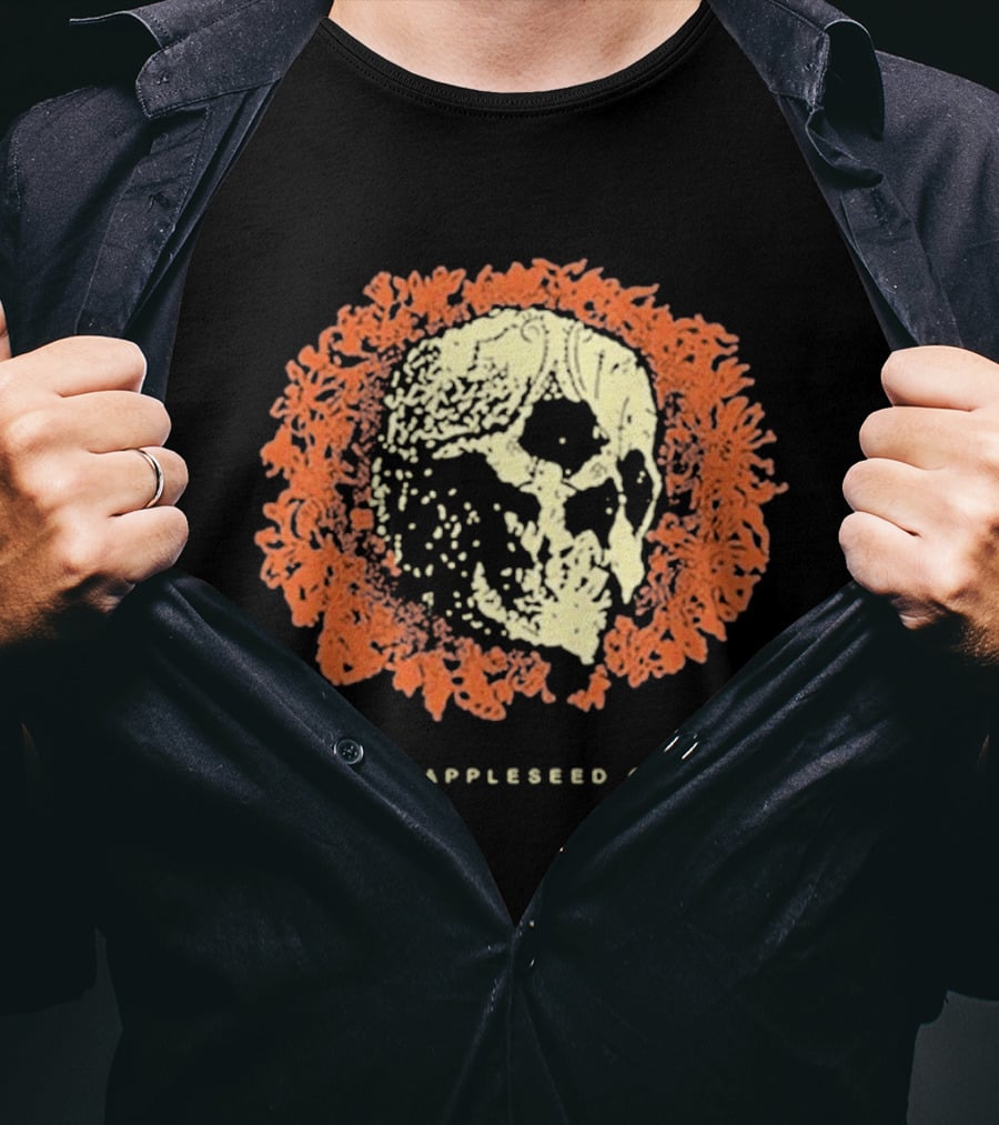 The Appleseed Cast Skull Surrounded By Vibrant Orange Flowers T-Shirt