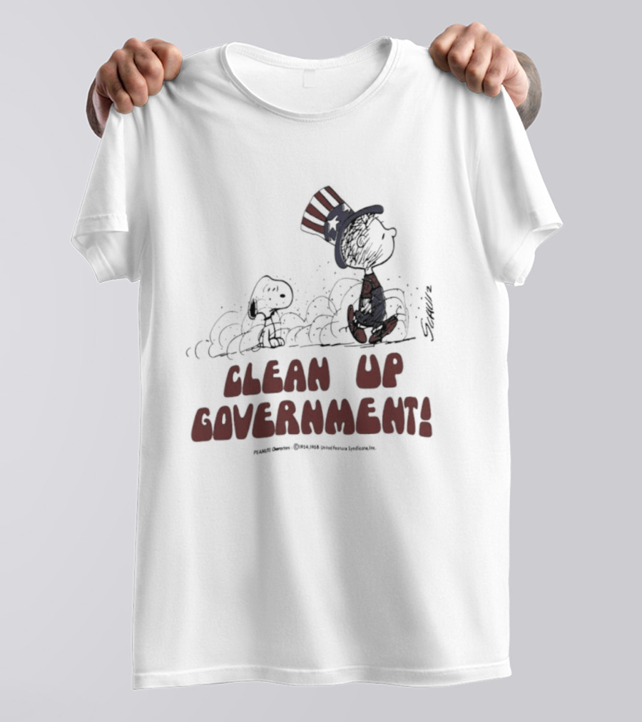 Snoopy And Charlie Brown Clean Up Government Patriotic T-Shirt