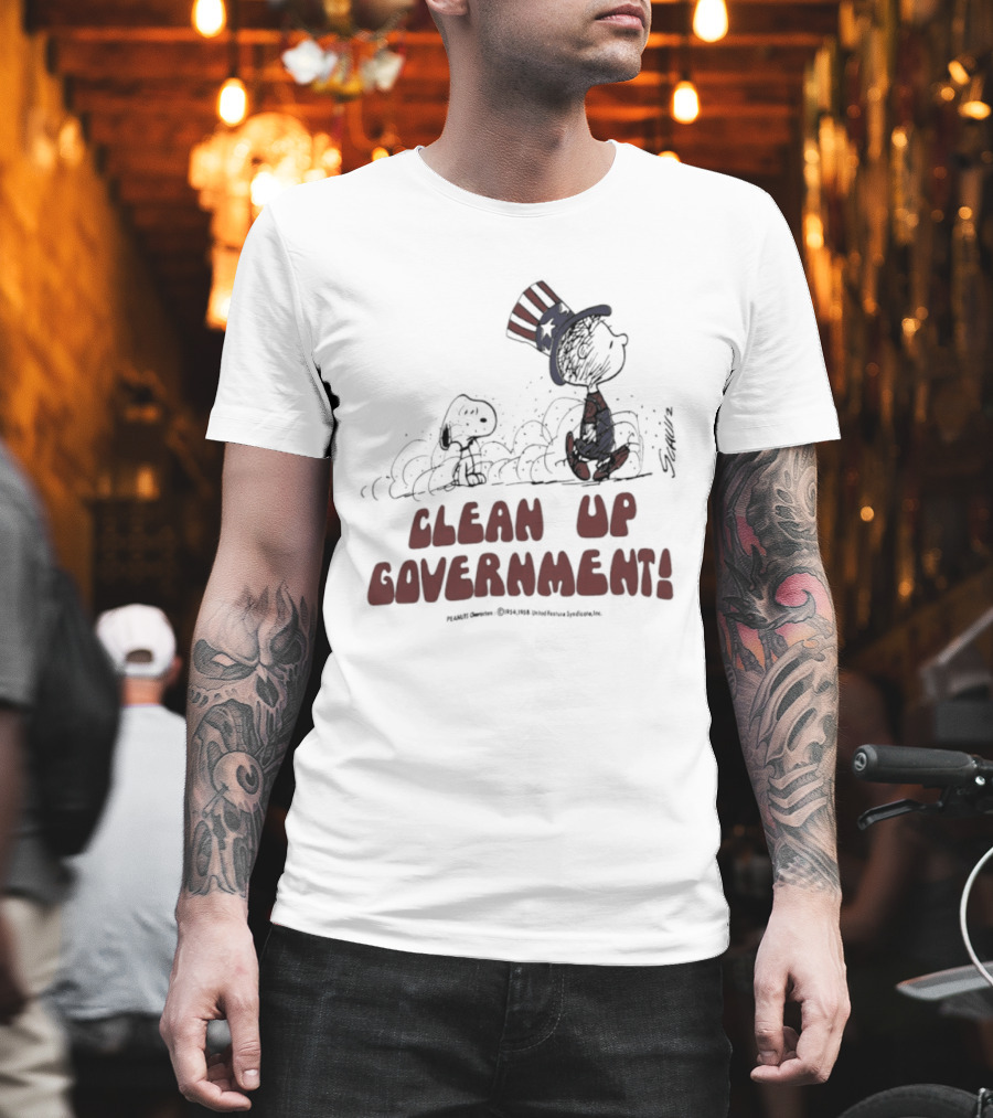 Snoopy And Charlie Brown Clean Up Government Patriotic T-Shirt
