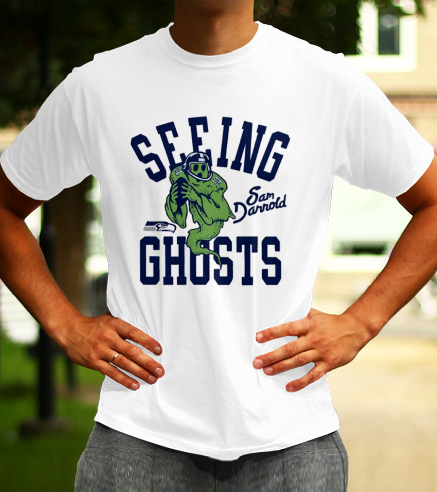 Sam Darnold Seeing Ghosts Seattle Seahawks Logo 14 T-Shirt