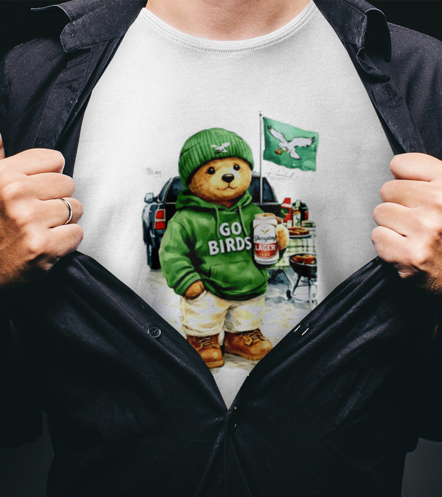 Tailgating Bear Go Birds Eagle Lager Football Fan Party T-Shirt