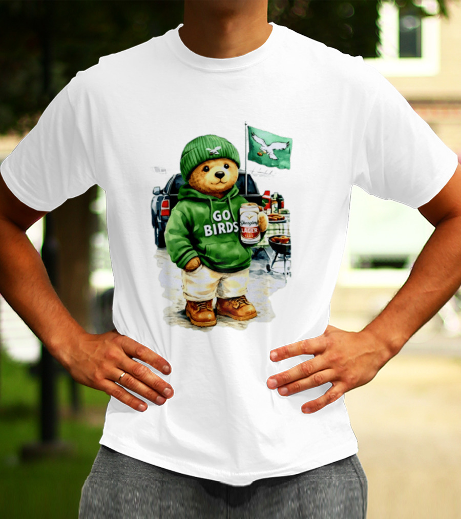 Tailgating Bear Go Birds Eagle Lager Football Fan Party T-Shirt