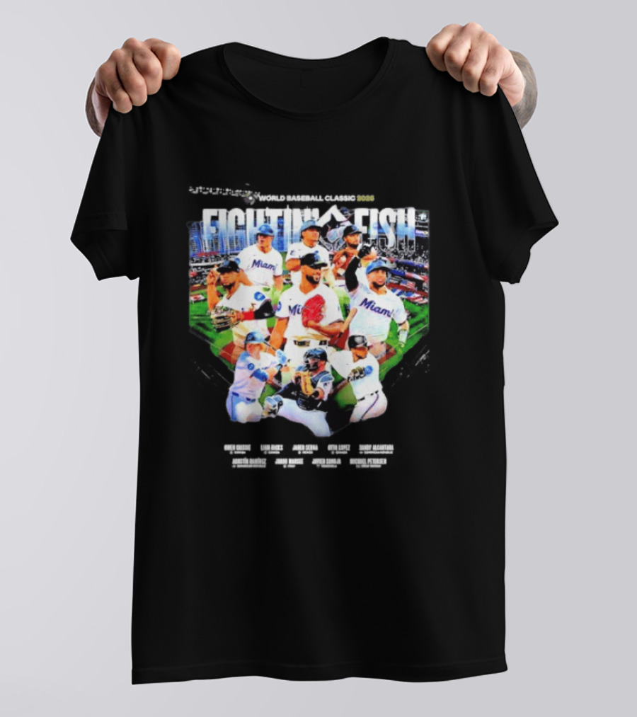 Miami Marlins Fightin' Fish World Baseball Classic 2026 Team Players T-Shirt
