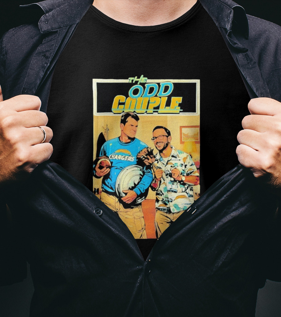 The Odd Couple Chargers Jim Harbaugh Ben Herbert Vintage Sports Comedy T-Shirt