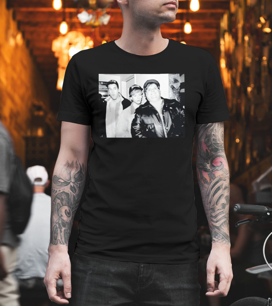 Adam Sandler Chris Farley David Spade NYPD Chicago Black And White Photo T-Shirt