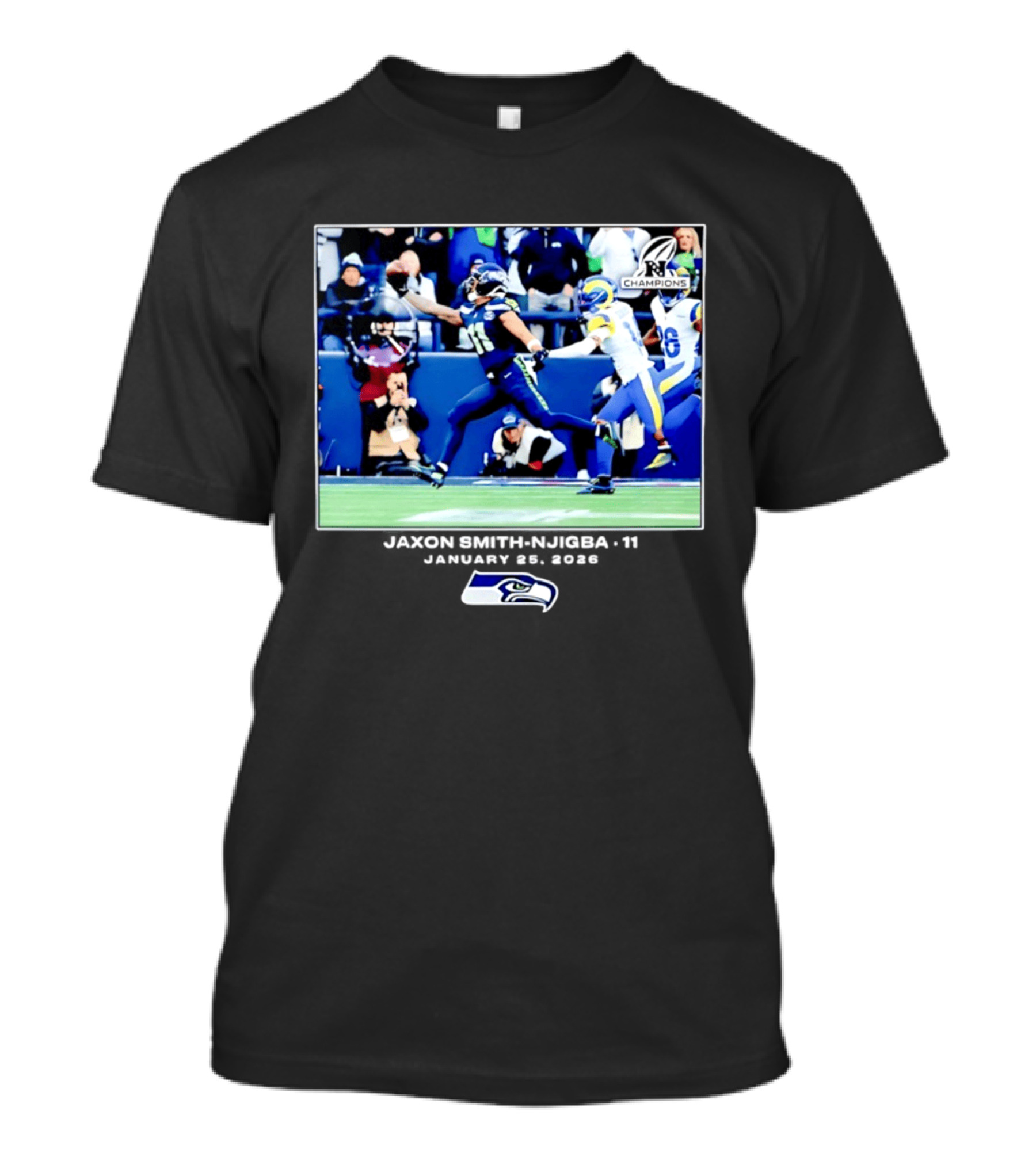 Seattle Seahawks Jaxon Smith Njigba 11 January 25 2026 Game Day Highlight Champions T-Shirt